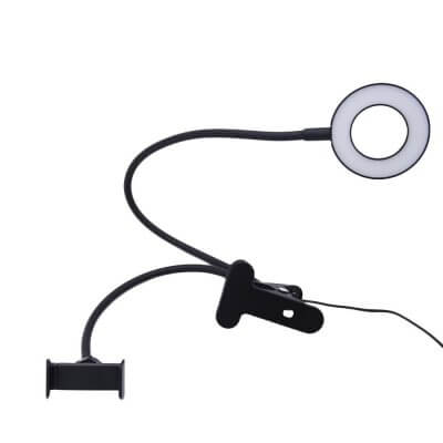 Кольцевая лампа для селфи ShineBright с гибким держателем для телефона на прищепке-2