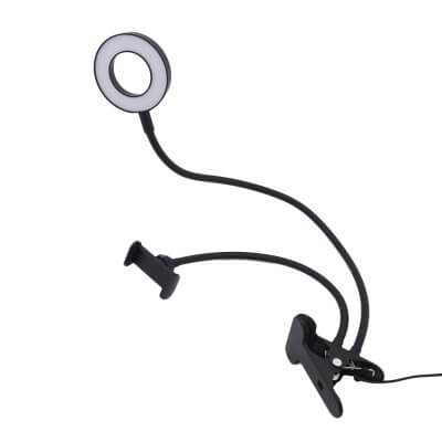 Кольцевая лампа для селфи ShineBright с гибким держателем для телефона на прищепке-1